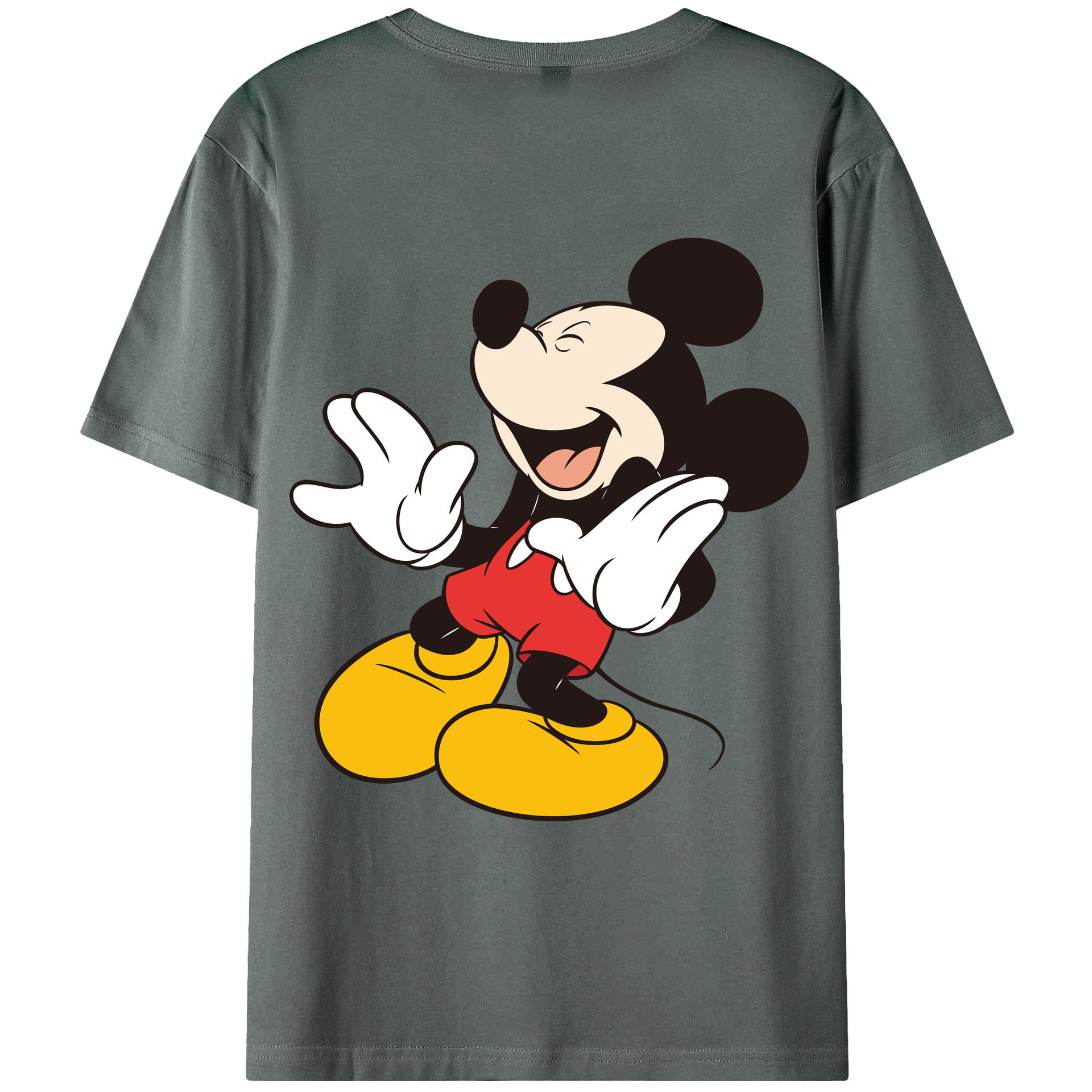ミッキーマウス Mickey Mouse 綿100％ メンズ半袖Tシャツ（バックプリント） 通気性
